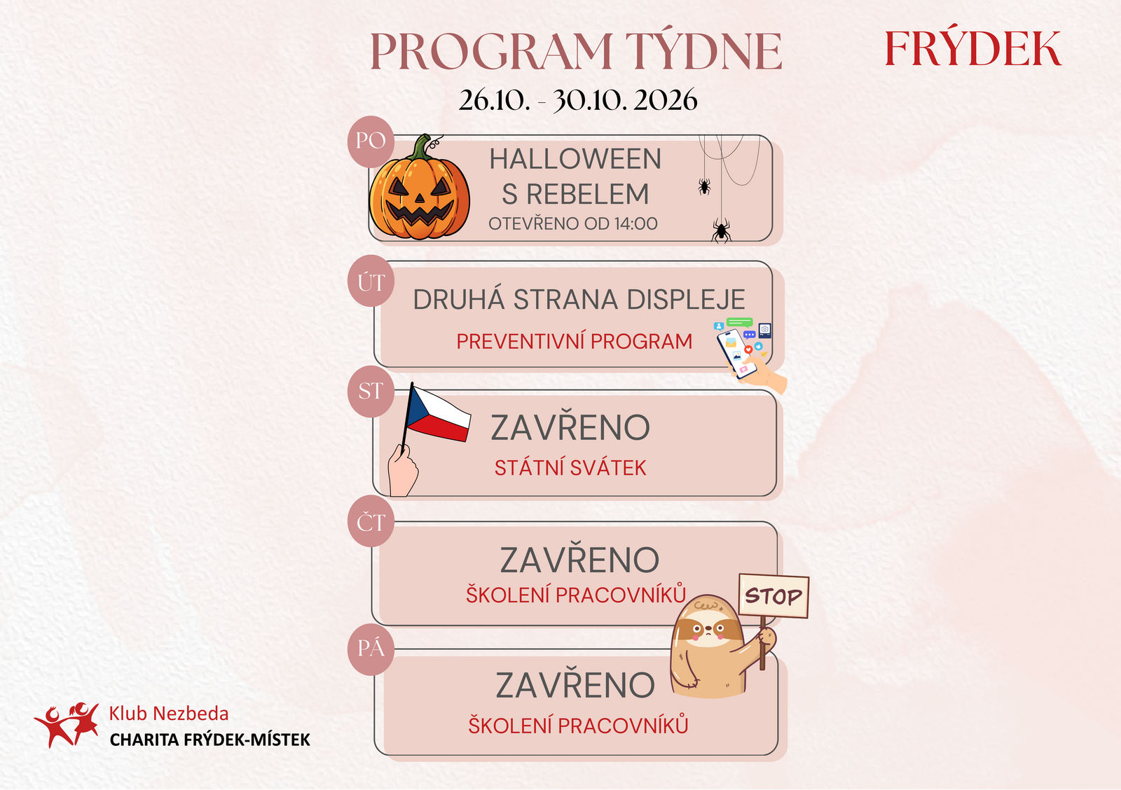 Program týdne Frýdek 26.10.-30.10.